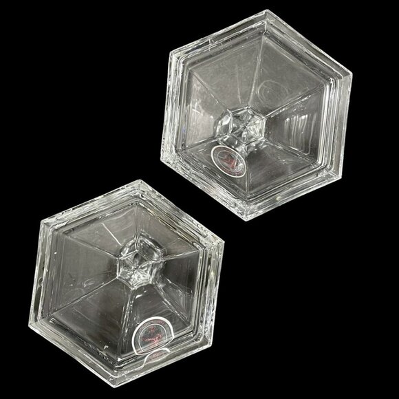 Vintage 1980s Pair Crystal Candlesticks Michael C Fina, made in USA Fifth Avenue - Picture 6 of 7